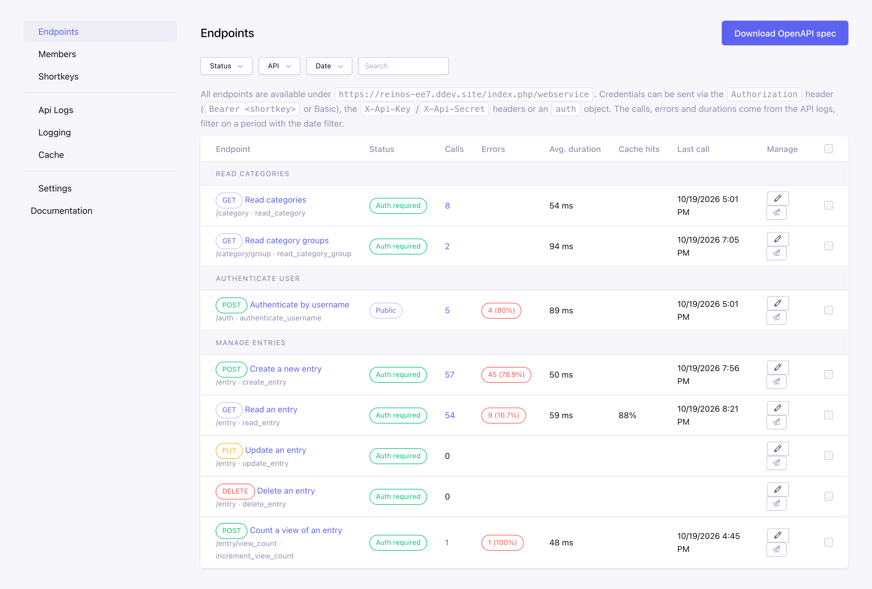 Endpoints overview